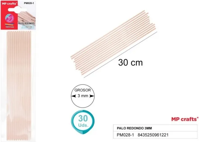 PALO REDONDO 3MMX30CM NATURAL