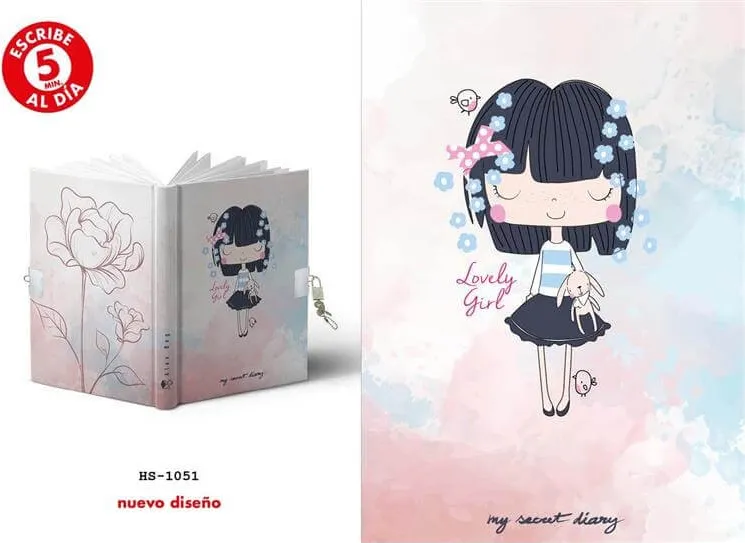 DIARIO A5 168 HOJAS CANDADO LOVELY GIRL