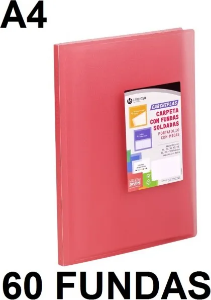 Carpeta 60 Fundas A4 Carchiplas Book Rojo