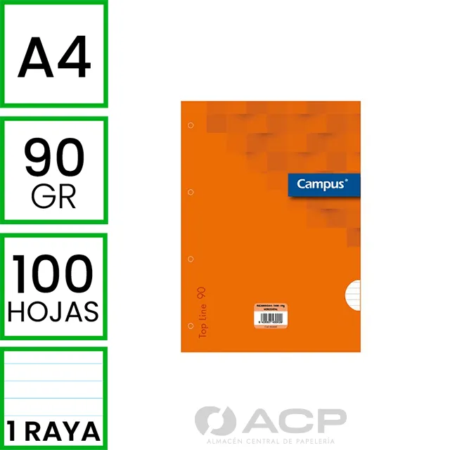 RECAMBIO CAMPUS A4 100H 90GR 4TAL. HORIZONTAL