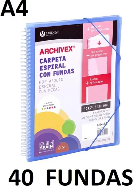 CARPETA 40 FUNDAS A4 ESP.CANGURO ARCHIVEX STAR AZUL