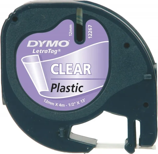 CINTA DYMO LETRATAG PLASTICO TRANSPARENTE 12x4
