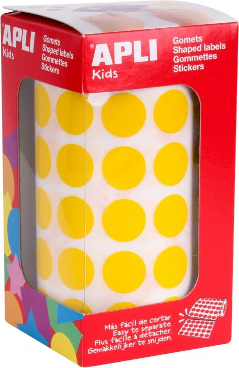 Gomets Círculo en Rollo Amarillo 15mm