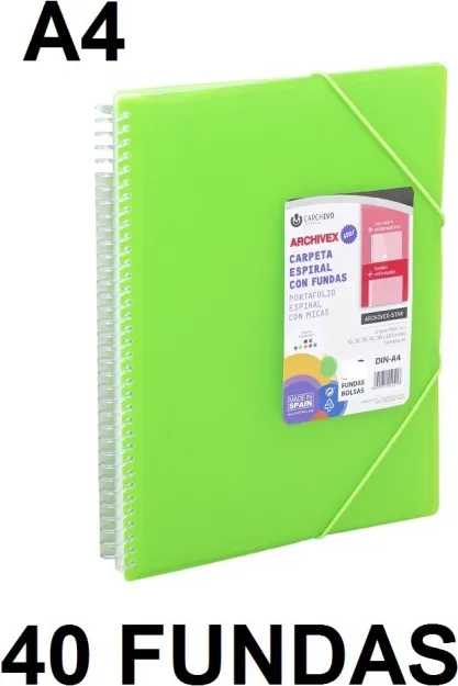 CARPETA 40 FUNDAS A4 ESPIRAL ARCHIVEX STAR VDE.CLARO