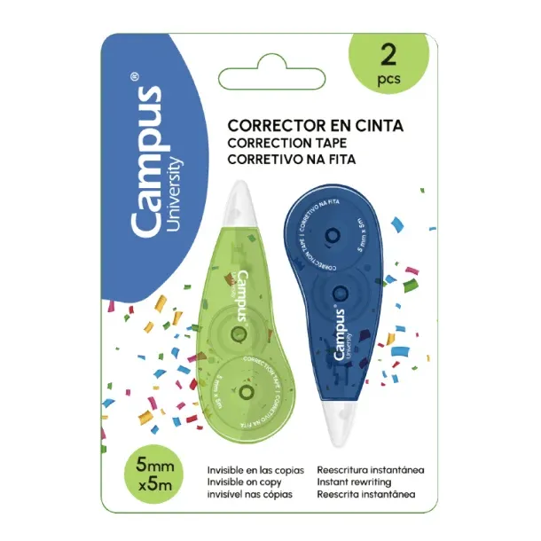 BLISTER 2 CORRECTOR CINTA CAMPUS UNIVERSITY 5MMX5M