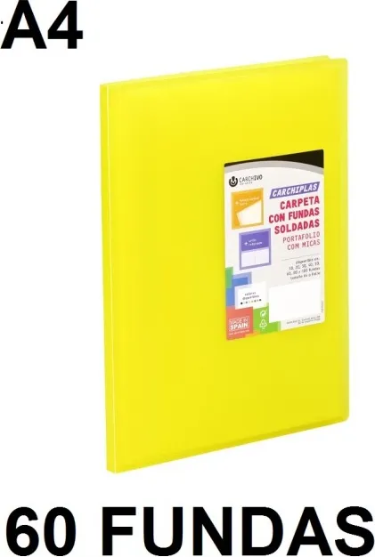 Carpeta 60 Fundas A4 Carchiplas Book Amarillo