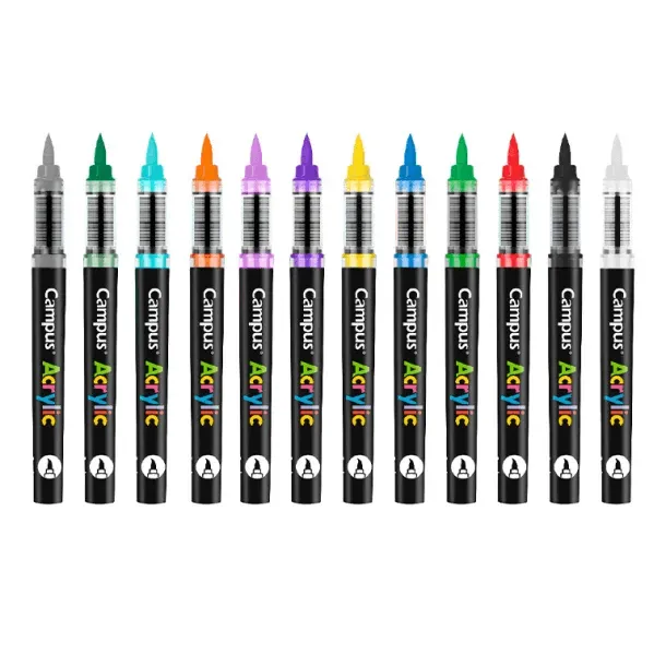 ROTULADOR ACRILICO PUNTA PINCEL CAMPUS 12 COLORES