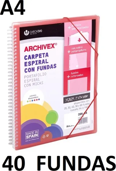 CARPETA 40 FUNDAS A4 ESP.CANGURO ARCHIVEX STAR ROJO