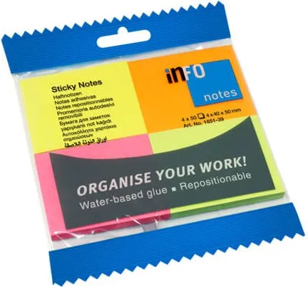 NOTAS ADHESIVAS 50X40 4 COLORES NEON