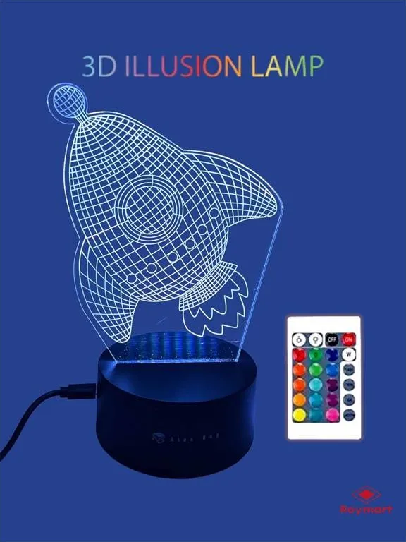 LAMPARA LED 3D NIGHT LIGHT SPACE CONTROL REMOTO