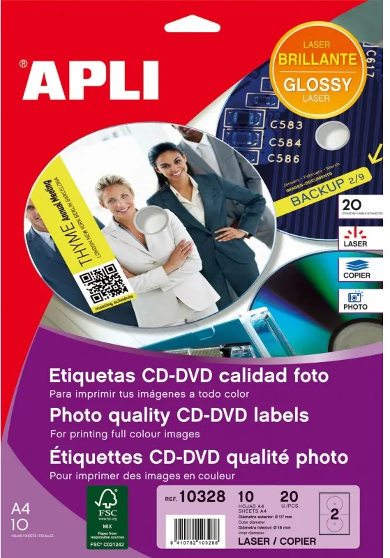 Etiqueta APLI CD / DVD Calidad Foto 10328