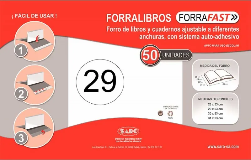 Forralibros  Saro Nº29 (ENV.50 Unid.)