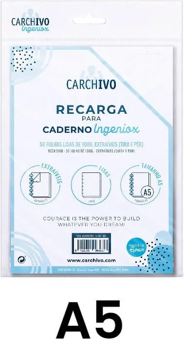 RECAMBIO BLOC INGENIOX A5 LISO 50 HOJAS