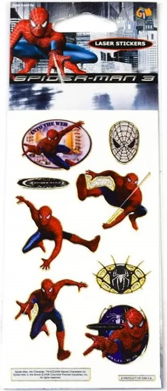 PEGATINAS 2D CON PURPURINA SPIDERMAN