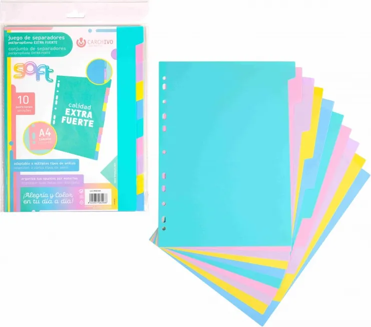 SEPARADORES A4 EXTRA FUERTE SOFT 10 POSICIONES