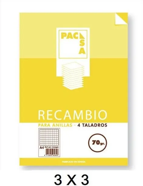 RECAMBIO PACSA A4 100H 3X3 70GR