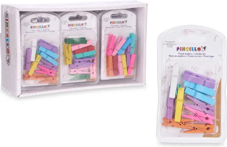 SET 10 PINZAS MADERA MULTICOLOR MEDIANAS