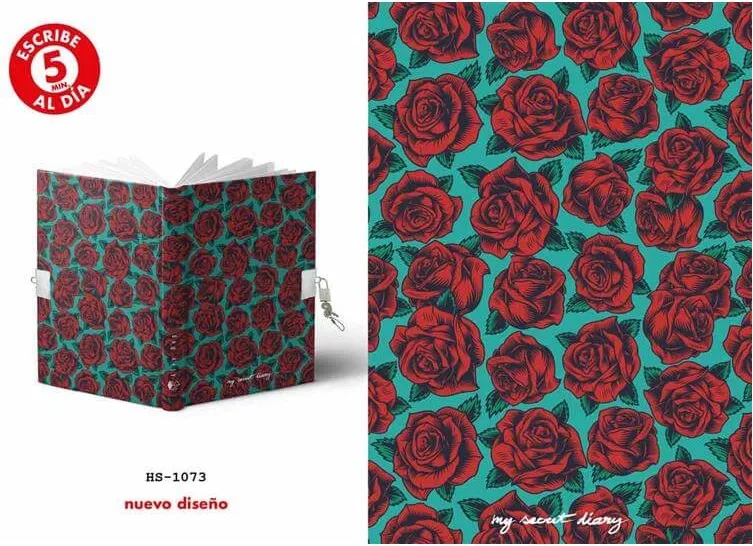 DIARIO A5 168 HOJAS CANDADO RED ROSES