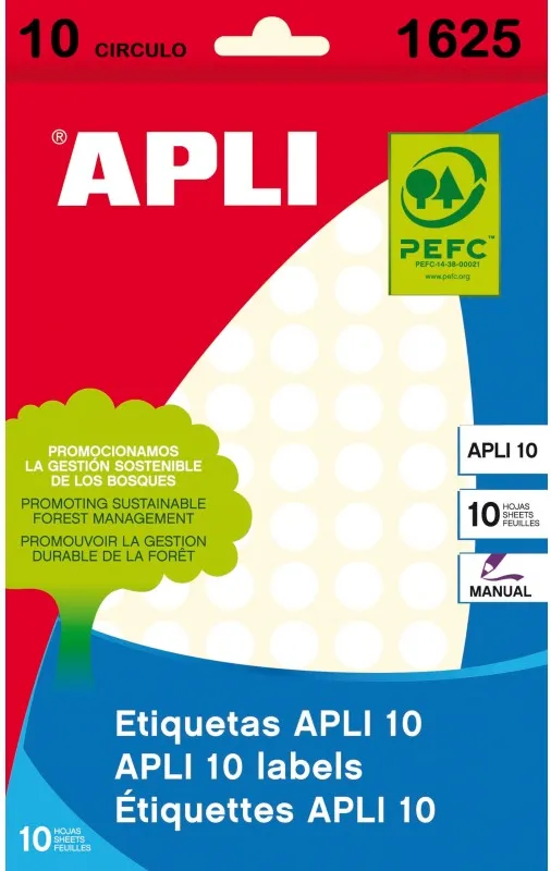 ETIQUETA APLI SOBRE  10ø 10 HOJAS
