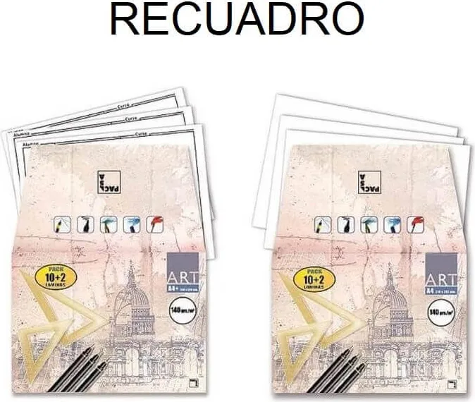 Láminas Dibujo A4 Art con Recuadro 10+2