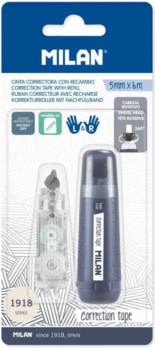 CINTA CORRECTORA MILAN 5mmx6m + RECAMBIO AZUL