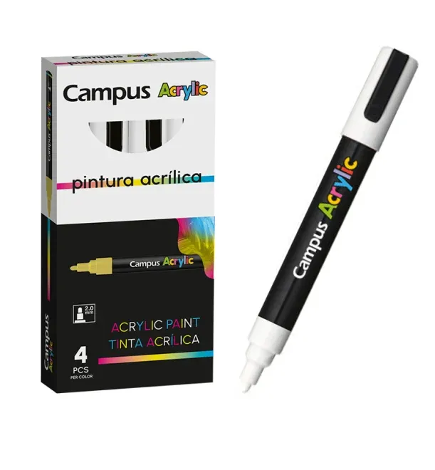 ROTULADOR ACRILICO CAMPUS BLANCO (4 UNID)