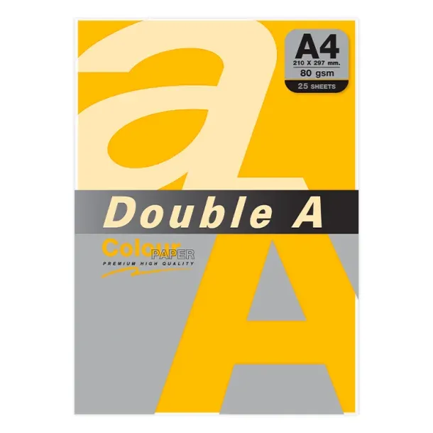 PAPEL DOUBLE A A4 80GR 25H AMARILLO ORO