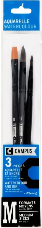 Pinceles Campus Acuarela Blister 3 M