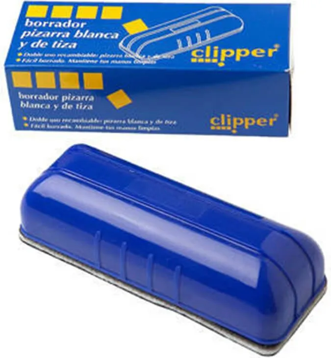 Borrador Pizarra Clipper Blanca y Tiza
