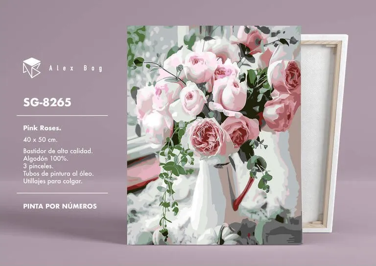 Pintar por Numeros Florero con Rosa