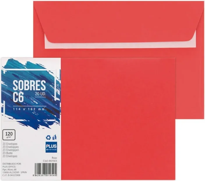 SOBRES 114X162 ROJO