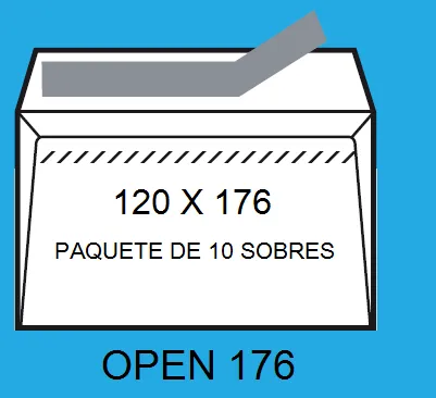 Sobres 120X176 Open 176 P/10UN.