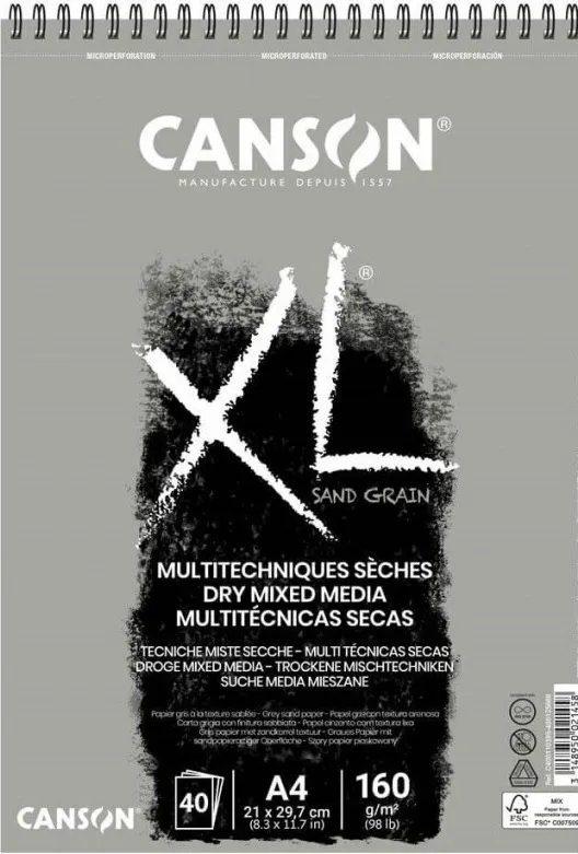 BLOC CANSON XL TOUCH ARENOSO 40H A4 GRIS