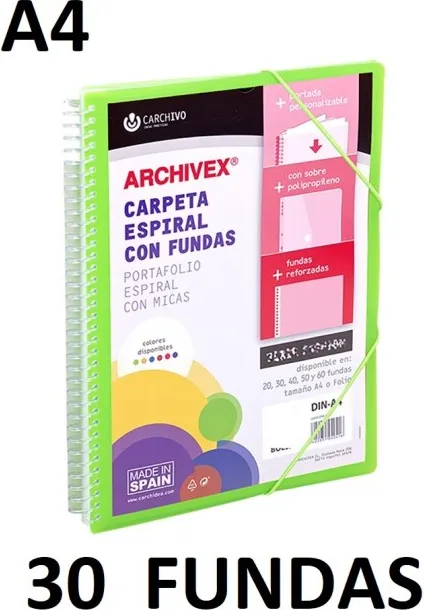 CARPETA 30 FUNDAS A4 ESP.CANGURO ARCHIVEX STAR VDE.CLARO