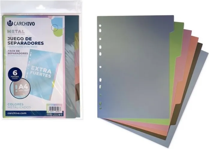 SEPARADORES A4 EXTRA FUERTE METAL 6 POSICIONES