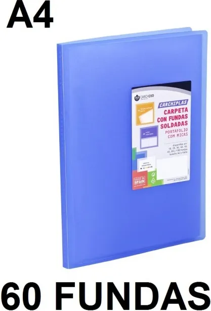 Carpeta 60 Fundas A4 Carchiplas Book Azul