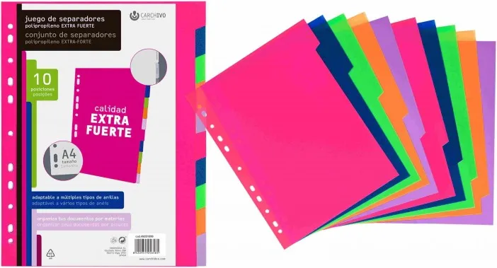 SEPARADORES A4 EXTRA FUERTE 10 POSICIONES