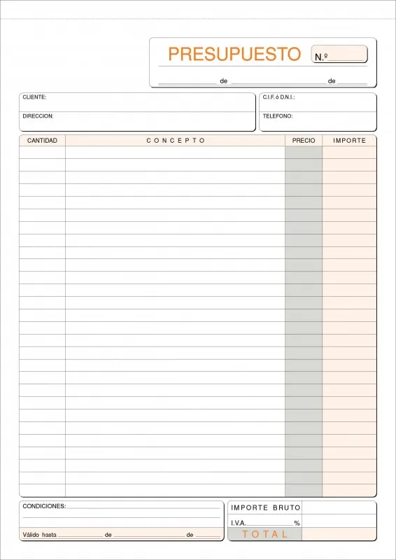 TALONARIO PRESUPUESTOS A4 DUPLICADO T-96