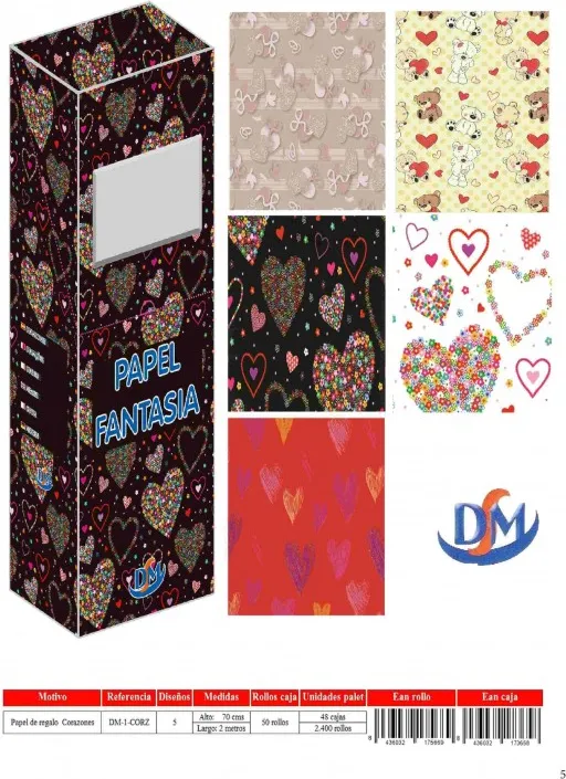 PAPEL DE REGALO CORAZONES 70x200