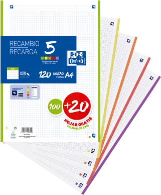 Recambio A4 Oxford 100+20H 4X4 Banda 5 Colores