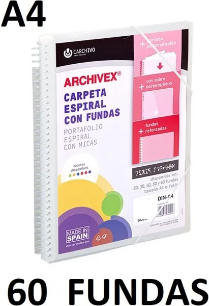 CARPETA 60 FUNDAS A4 ESP.CANGURO ARCHIVEX STAR INCOLORO