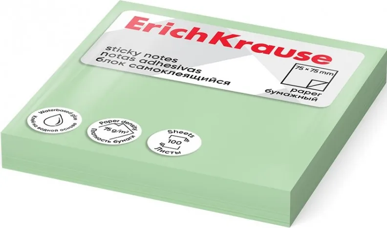 NOTAS ADHESIVAS 75X75 VERDE ERICH KRAUSE