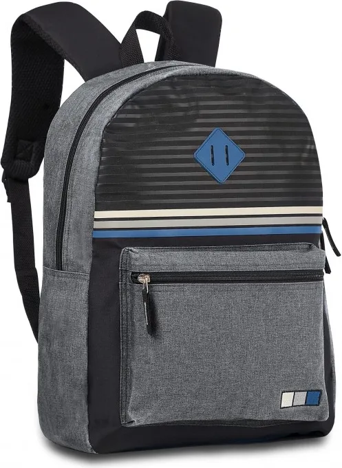 Mochila Clio Rayas Gris 43X30X13 C/2 Cremalleras