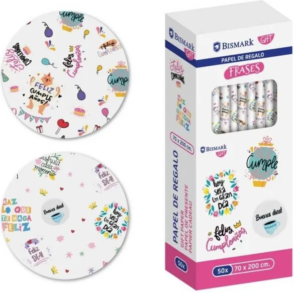 PAPEL DE REGALO FRASES 70X200CM