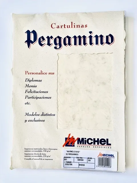 PERGAMINO TROQUELADO A4 MARMOL CREMA 25H