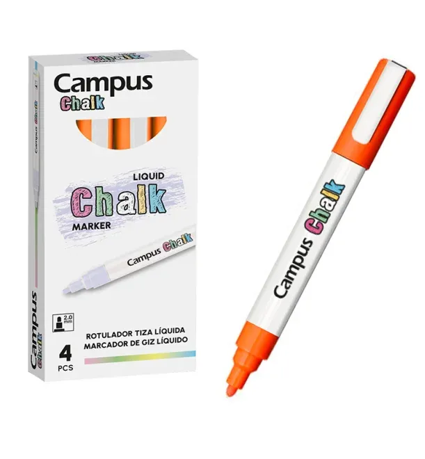 ROTULADOR CAMPUS TIZA LIQUIDA NARANJA (4 UNID.)
