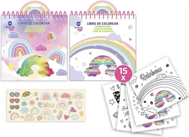 LIBRO COLOREAR RAINBOW CON LENTEJUELAS