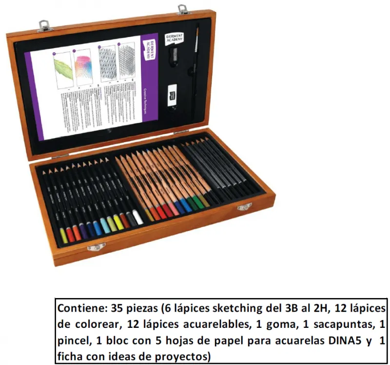 Estuche Madera Derwent Lapiceros