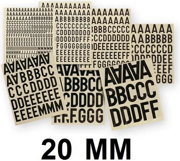 LETRAS TIPO PALO NEGRO TRANSFERIBLES 20mm