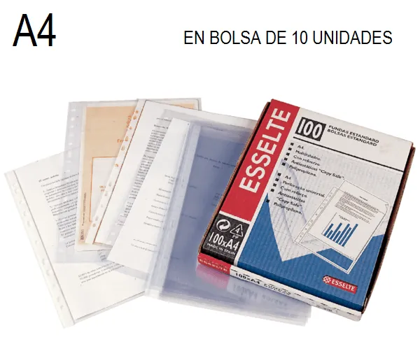 BOLSA de 10 FUNDAS MULTITALADRO ESSELTE A4
